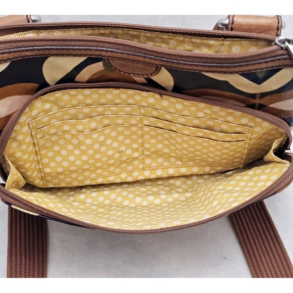 Key-Per Fossil Coated Canvas Crossbody Bag Floral Logo Lock Key Purse - Picture 8 of 8